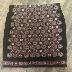 M.S.S.P. BLACK/PURPLE/GRAY FLORAL‎ STRETCH SKIRT MEDIUM-EUC